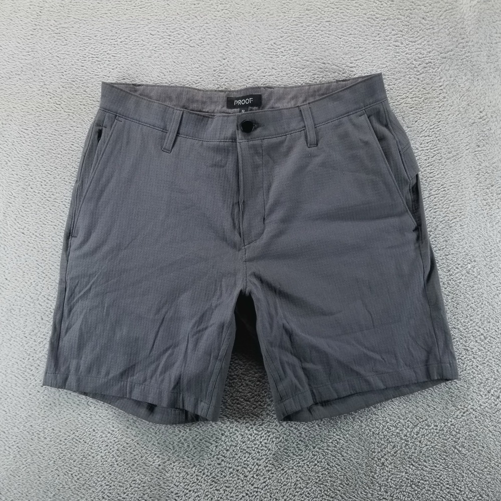 Proof Shorts‎ Mens 32 Gray 7" Chino Mid Rise Stretch Flat Front Performance
